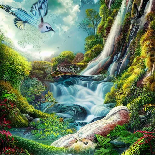 Image similar to future in harmony with nature. Beautiful detailed digital art by Lurid. (2022)