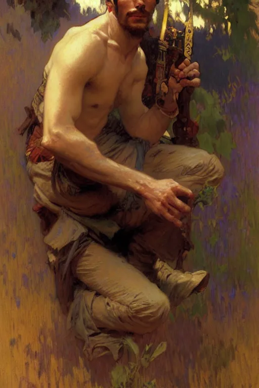 Image similar to attractive man, painting by gaston bussiere, craig mullins, greg rutkowski, alphonse mucha