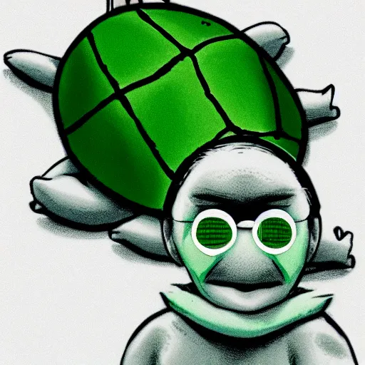 Prompt: teenage mutant mitch mcconnell with a turtle shell and green skin