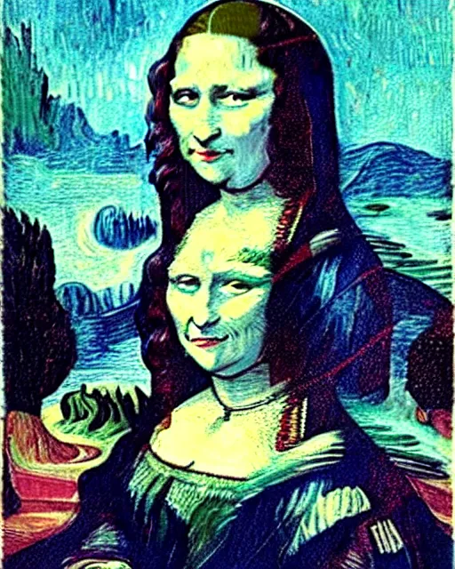 Prompt: van gogh mona lisa