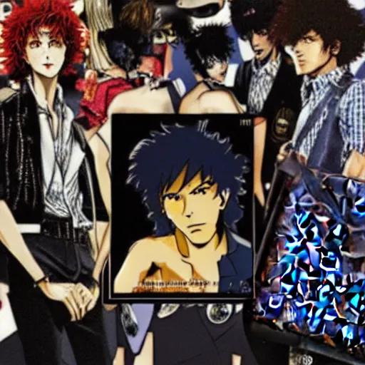 Image similar to a louis Vuitton bag collaboration with cowboy bebop.