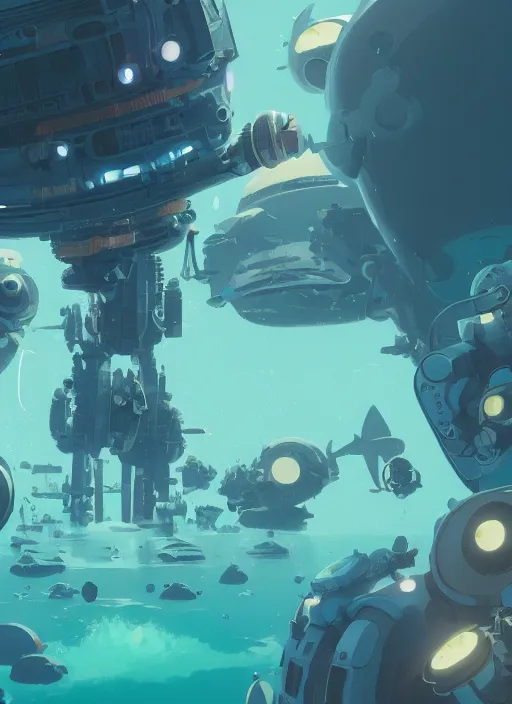 Image similar to deep sea, detailed, futuristic, cory loftis, james gilleard, atey ghailan, makoto shinkai, goro fujita, studio ghibli, rim light, exquisite lighting, clear focus, very coherent, plain background