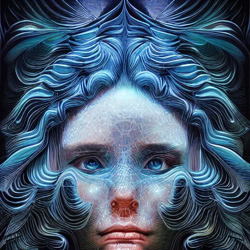 Prompt: beautiful portrait of intelligence of science, spatial space deformation in latent space, math art, astral plane, by artgerm and ( dan mumford ) and gustave dore, vray, cgsociety