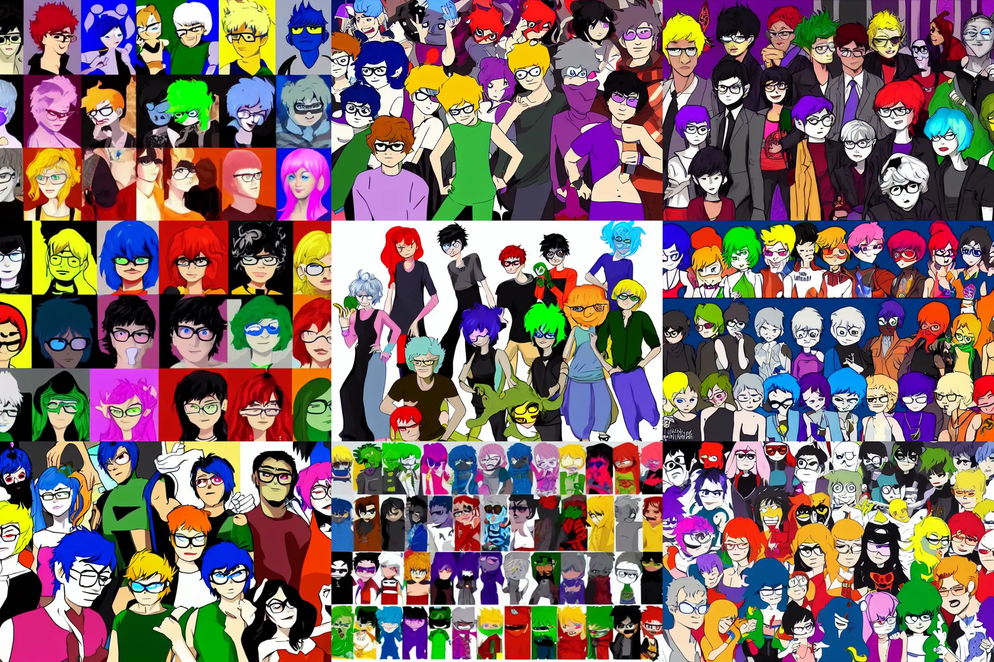 Prompt: The main characters of Homestuck, cinematic, epic, highly-detailed, photo realistic