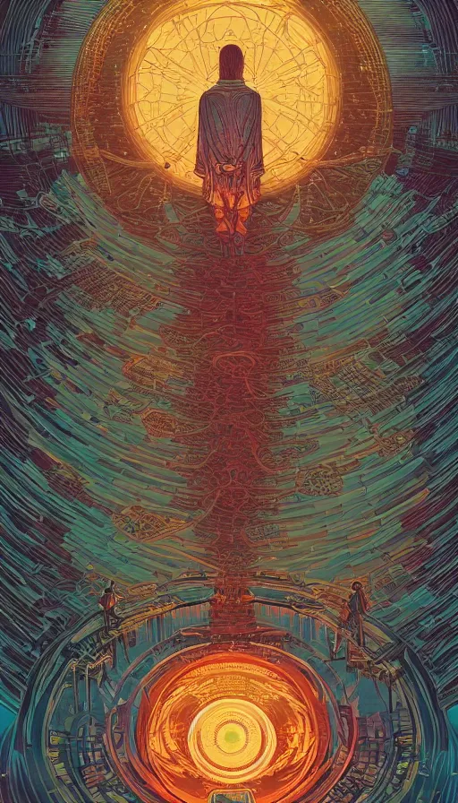 Image similar to the ancient oracle of cosmic travellers, futurism, dan mumford, victo ngai, kilian eng, da vinci, josan gonzalez