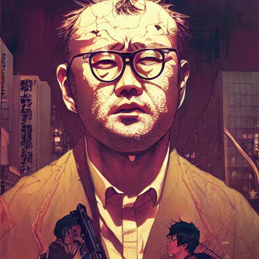 Image similar to citizen portrait soft light painted by james jean and katsuhiro otomo and erik jones, inspired by sergio leone, smooth face feature, intricate oil painting, high detail illustration, sharp high detail, manga and anime 1 9 9 9