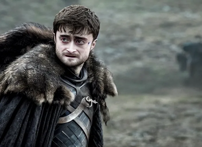 Image similar to daniel radcliffe as gelthinors in game of thrones, live action film, cinematic photo, clear hd image