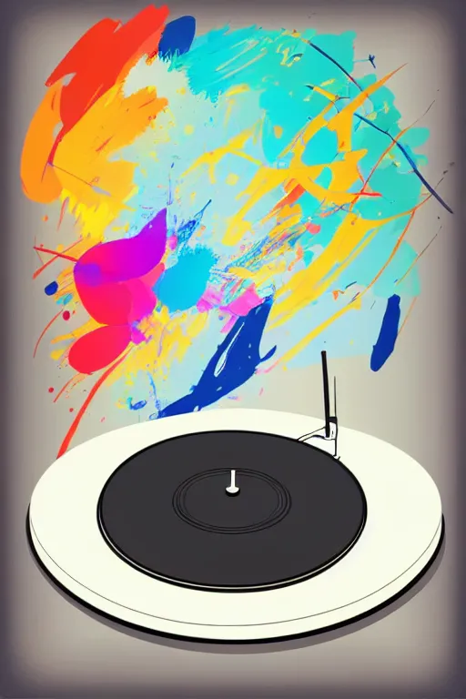 Image similar to minimalist boho style art of a colorful turntable, illustration, vector art