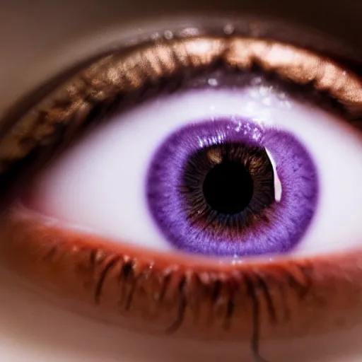 Image similar to close up photo of beautiful purple eye. 8k.