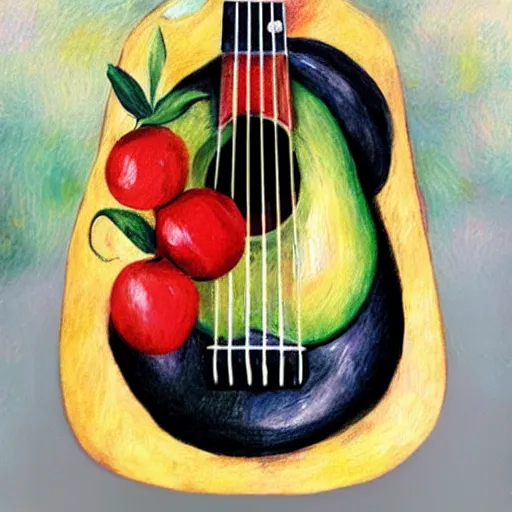 Image similar to avocado ukulele painted by renoir