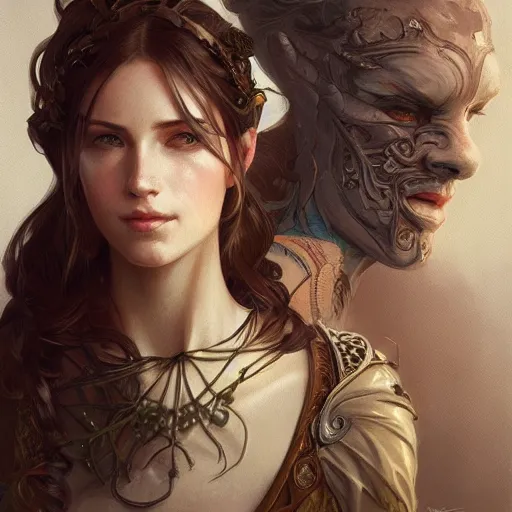 Image similar to portrait of an Alyx Vance, D&D, fantasy, intricate, elegant, highly detailed, digital painting, artstation, concept art, smooth, sharp focus, illustration, art by artgerm and greg rutkowski and alphonse mucha