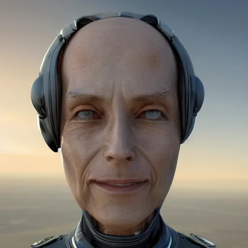 Image similar to High resolution!! Portrait of a polite alien pilot, photorealistic, 8k, Canon