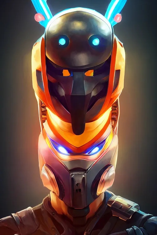 Image similar to epic mask helmet robot ninja portrait stylized as fornite style game design fanart by concept artist gervasio canda, behance hd by jesper ejsing, by rhads, makoto shinkai and lois van baarle, ilya kuvshinov, rossdraws global illumination radiating a glowing aura global illumination ray tracing hdr render in unreal engine 5