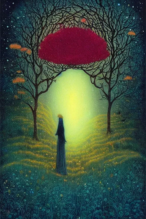 Image similar to surreal neil gaiman's Death, nostalgia for a fairytale, magic realism, flowerpunk, mysterious, vivid colors, by andy kehoe, amanda clarke