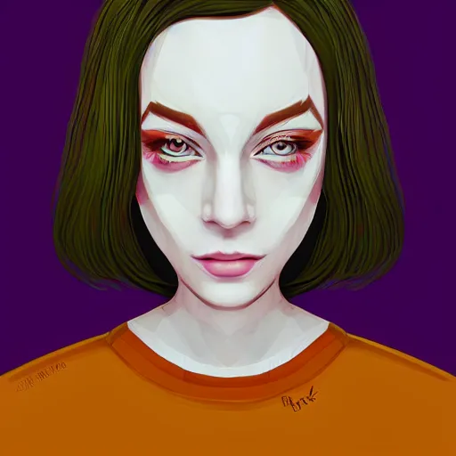 Image similar to face portrait of a woman inspired by lois van baarle, honeycomb on face, polygon