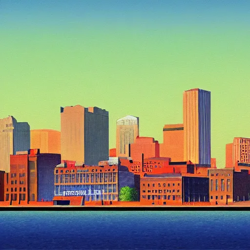 Prompt: city of boston, painted by rene magritte, digital painting, 4 k