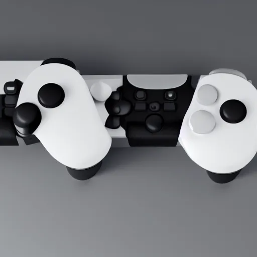 Prompt: product photo concept for a simple minimalist game controller, designed by apple inc,