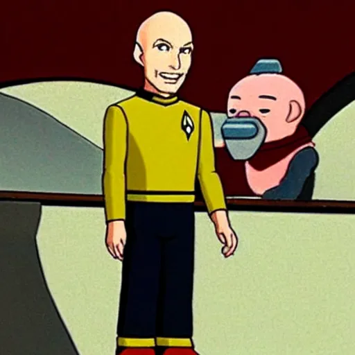 Image similar to captain picard in star trek : the next generation, studio ghibli