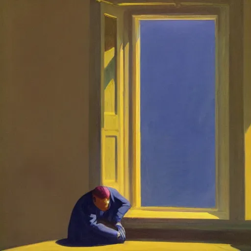 Image similar to A ghost in a land of blueberries by Edward Hopper