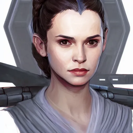 Prompt: portrait of the perfect Star Wars heroine, the mix between Leia, Padme and Rey. concept art