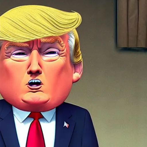 Prompt: cute, happy donald trump cartoon from a pixar movie