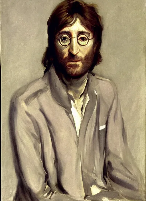 Prompt: portrait painting of john lennon by john singer sargent