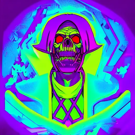 Image similar to skeletor cbum, portrait, vaporwave, synthwave, neon, vector graphics, cinematic, volumetric lighting, f 8 aperture, cinematic eastman 5 3 8 4 film