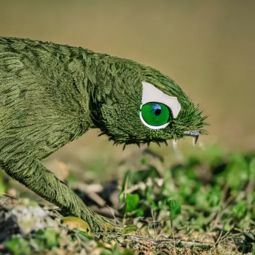 Image similar to a Pterolykos with green eyes hunting for prey, nature photography