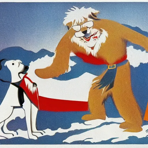 Prompt: Soviet era animated film with dog