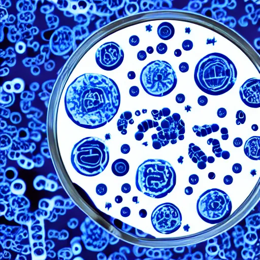 Prompt: a petri dish with an illustration of antibiotic resistant bacteria