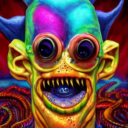 Prompt: Lovecraft monster, bright, colorful, happy, photorealistic,