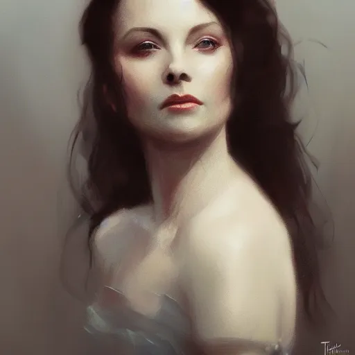 Image similar to closeup portrait of a young vivian leigh, dramatic light, gorgeous view, depth, high detail, digital art, painted by greg rutkowski and seb mckinnon, by tim burton, trending on artstation