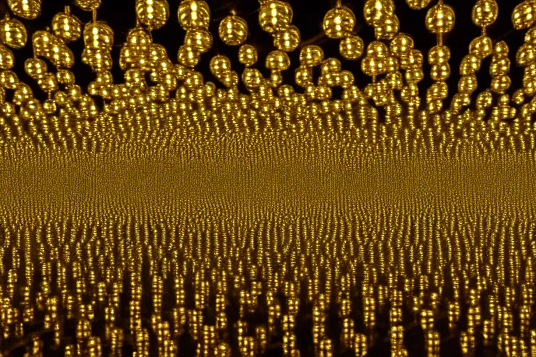 Prompt: Yayoi Kusama infinity room photorealistic hyperdetailed floating lights 35mm 4k