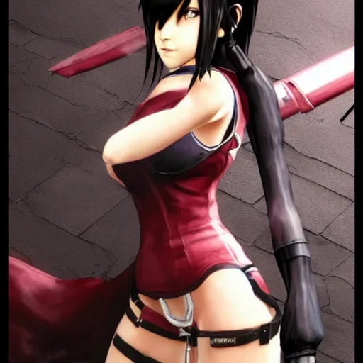 Image similar to Tifa Lockhart's redesign from Final Fantasy VII Remake (2020)