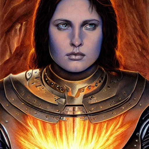 Prompt: joan of arc portrait by Larry Elmore and John Howe and Alan Lee, trending on ArtStation, detailed, realistic