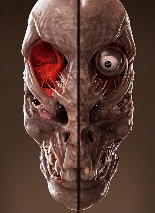 Image similar to monster anatomy face, ross tran, anatomical, highly detailed sculpture, intricate detailed, ommatidia, 8 k, cinematic atmosphere, post - processing