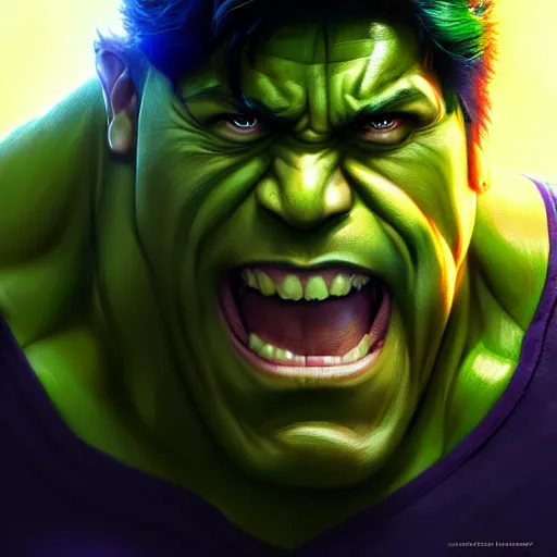 Image similar to dwayne johnson as incredible hulk, by stanley artgerm lau, wlop, rossdraws, james jean, andrei riabovitchev, marc simonetti, and sakimichan, tranding on artstation