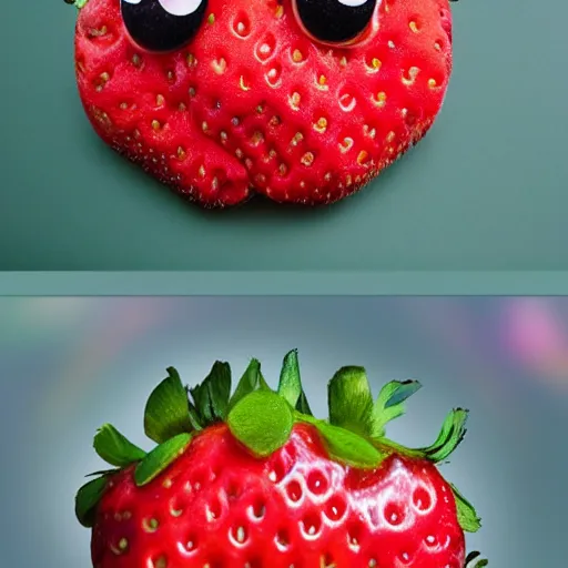 Image similar to strawberry creature with multiple eyes