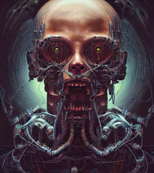 Prompt: portrait, nightmare anomalies, cyborg by dariusz zawadzki, kenneth blom, mental alchemy, james jean, pablo amaringo, naudline pierre, contemporary art, hyper detailed