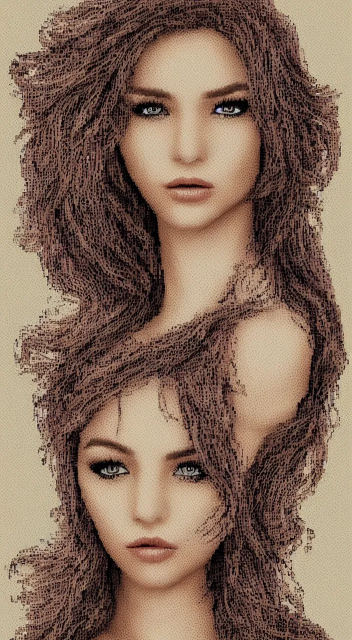 Image similar to a pixelart image of beautiful woman, highly detailed, illustration