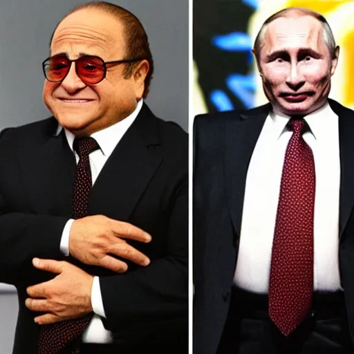 Image similar to Oiled up Danny Devito wrestling Putin