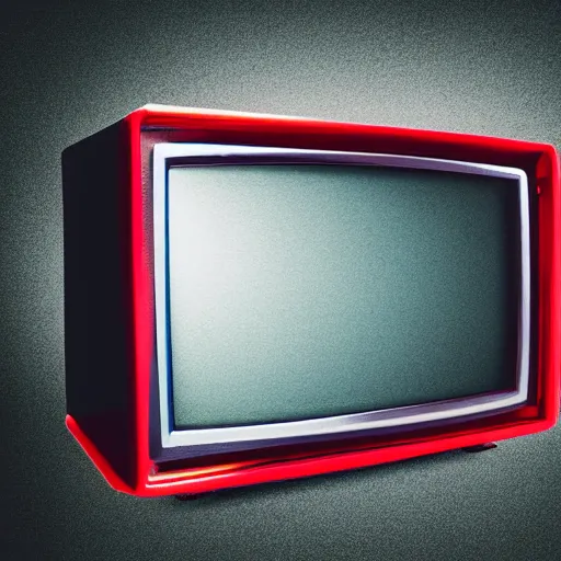 Prompt: old tv showing red background with a white arrow