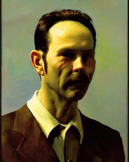 Image similar to painterly portrait, Hank Williams, impasto, fantasy, chuck close:7, carl spitzweg:7, cinematic light, full face, symmetrical face