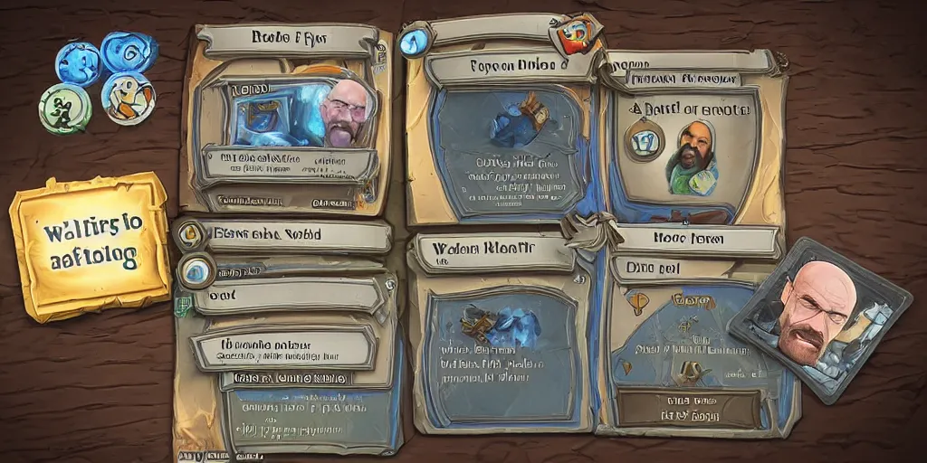 Prompt: walter white as a card in hearthstone