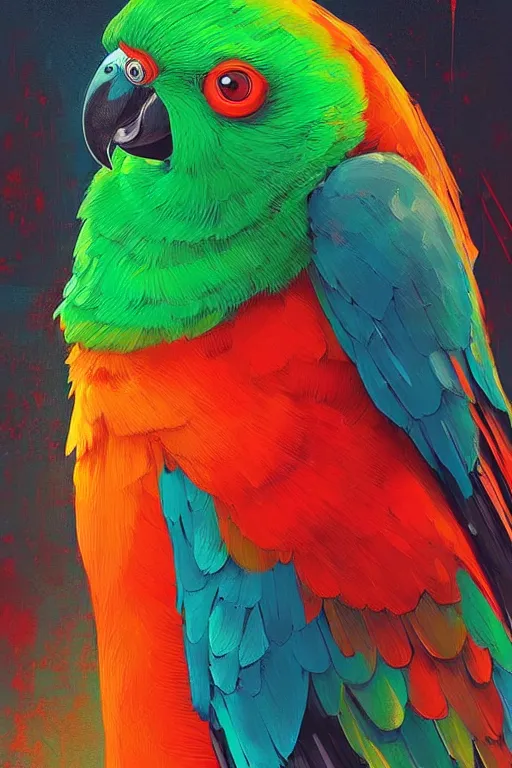 Image similar to portrait of the alpha parrot, by alena aenami, by ross tran, digital art painting