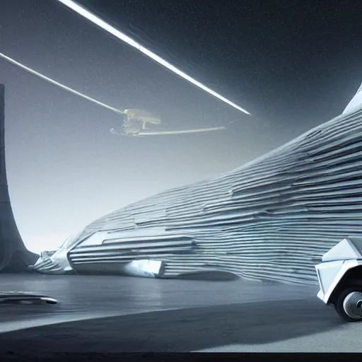 Image similar to sci-fi car and wall structure in the coronation of napoleon painting by Jacques-Louis David in the blade runner 2049 film and point cloud in the middle and everything in form of zaha hadid architects artwork by caravaggio unreal engine 5 keyshot octane lighting ultra high detail ultra hyper realism 8k 16k in plastic dark tilt shift full-length view