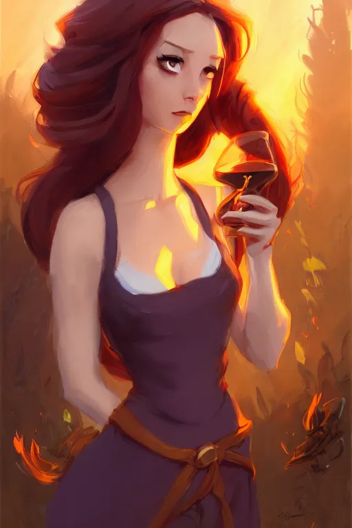 Image similar to fire princess adventure time working in a winery, animation pixar style, by pendleton ward, magali villeneuve, artgerm, jeremy lipkin and michael garmash, rob rey and kentaro miura style, golden ratio, trending on art station