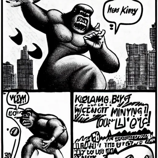 Image similar to king kong body slams kirby