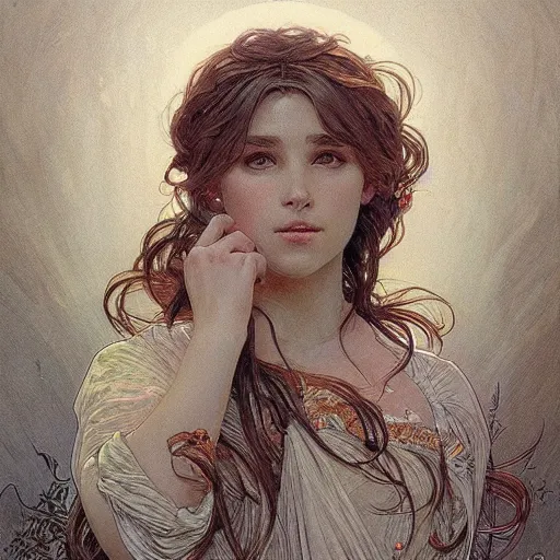 Image similar to beautiful lifelike award winning pencil illustration of devine trending on art station artgerm greg rutkowski alphonse mucha cinematic atmospheric