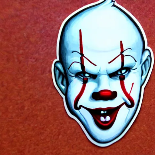 Prompt: pennywise face sticker, illustration